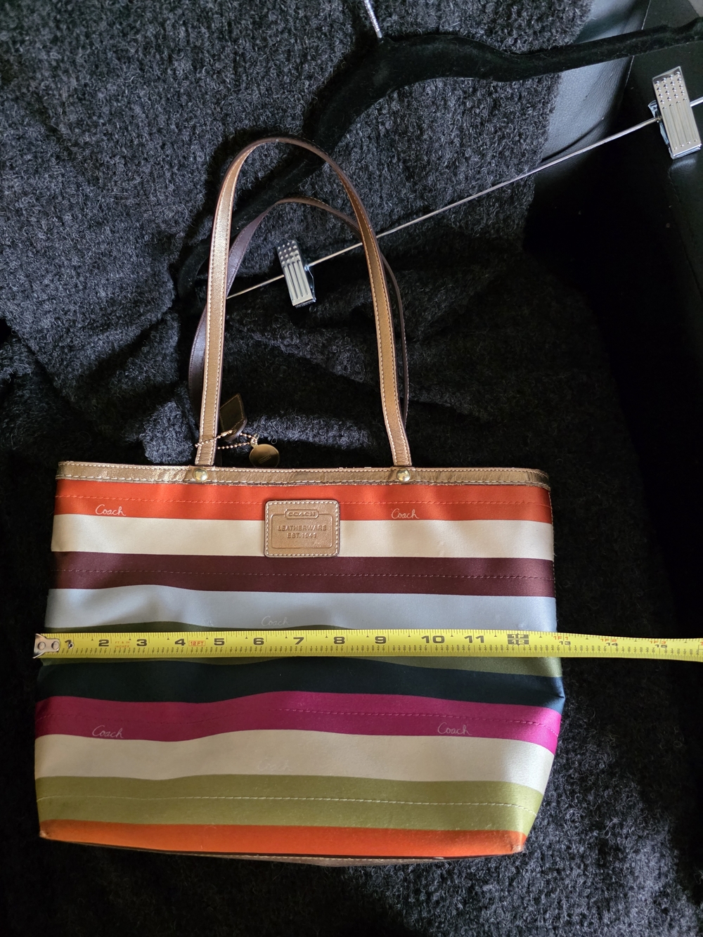Coach Multicolor Legacy Stripe Tote Bag - Gold Trim - Picture 13 of 15